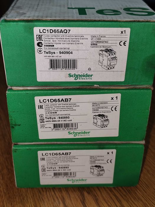 Contactor 3P (3 NO) LC1D65A TeSys Schneider Electric