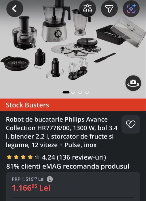 Robot de bucătărie Philips Avance Collection HR7778/00 – 1300 W – Complet – Stare excelentă