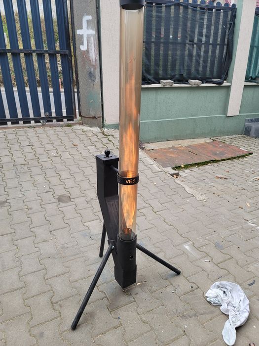 Soba cu peleti .Tub  din sticla