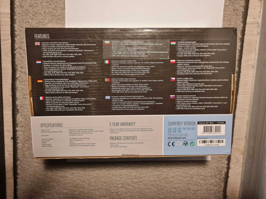 Детектор за фалшиви банкноти Safescan