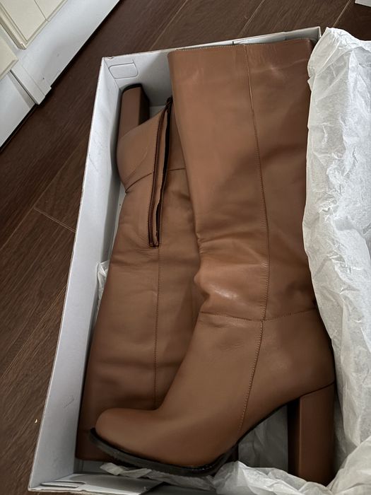 Cizme piele maro cu toc