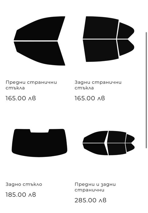 Затъмняващи плаки за авто прозорци с 20%, 10% и 5% светлопропускливост