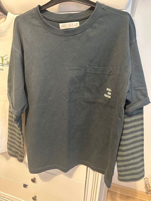 Bluze Zara, set de 2, alb si verde inchis