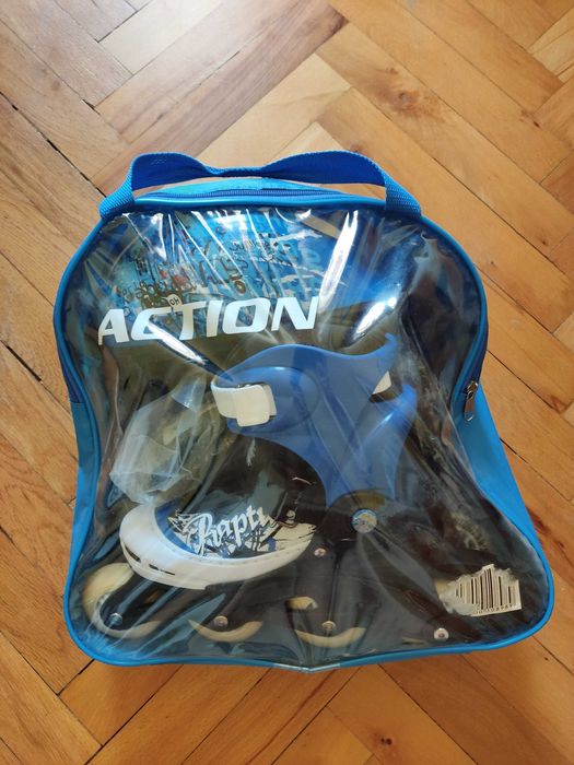 Комплект ролери, каска и протектори action pw-117 set blue