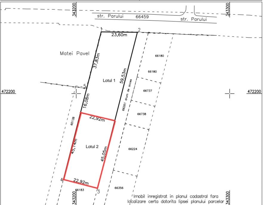Vând teren intravilan sup. 1034 mp