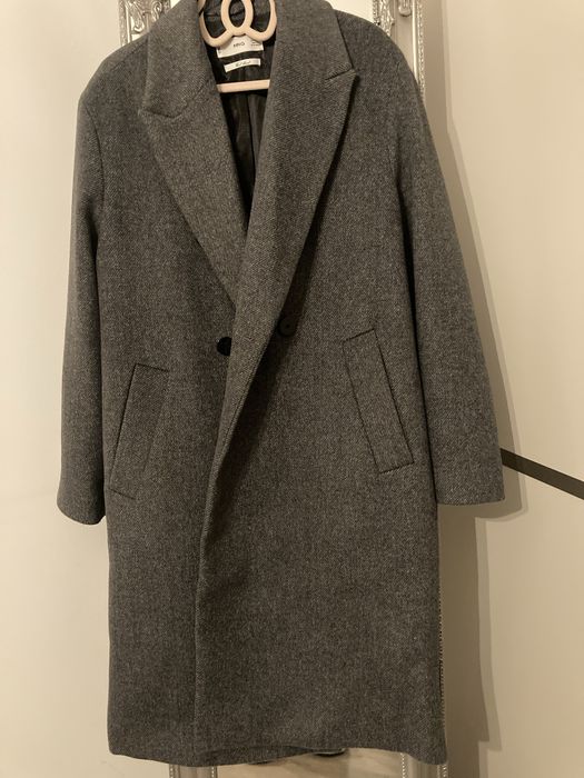 Palton, wool blend, mango, marimea S