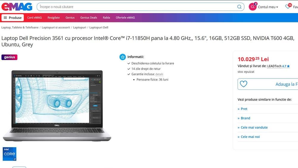 Laptop WORKSTATION Dell Precision i7 32gb nVidia .Garantie 1 an