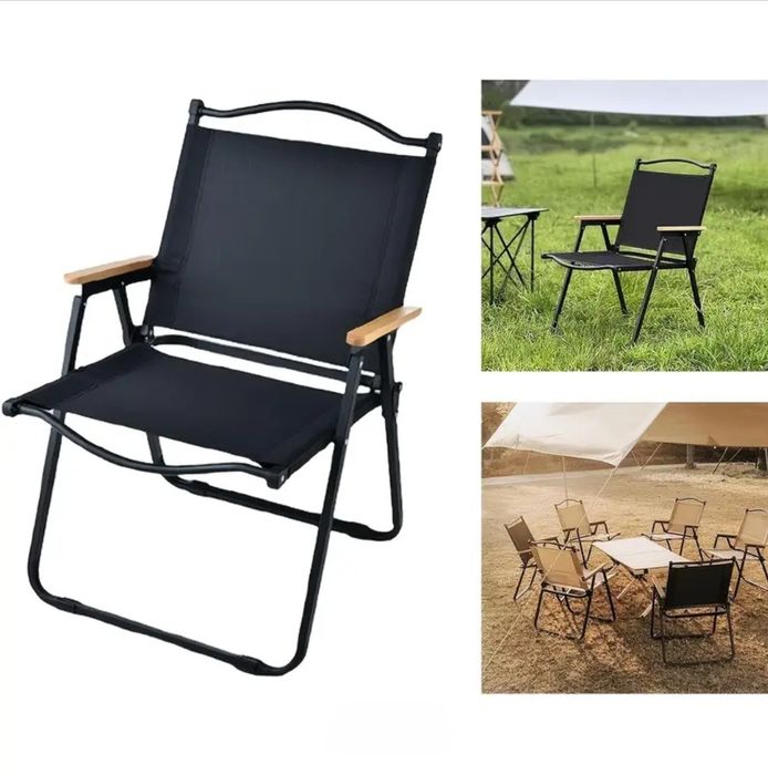 Къмпинг стол/Сгъваем от плат ЧЕРЕН