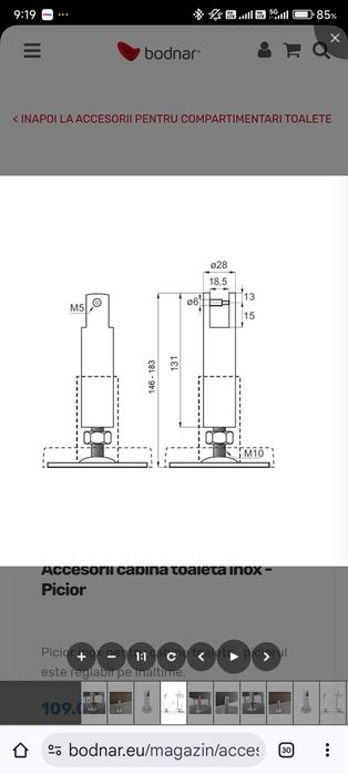 Picioare inox separatoare HPL sau pal
