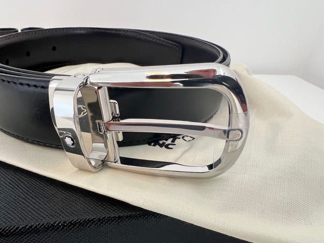 Curea reversibilă Montblanc negru maro MB 128783