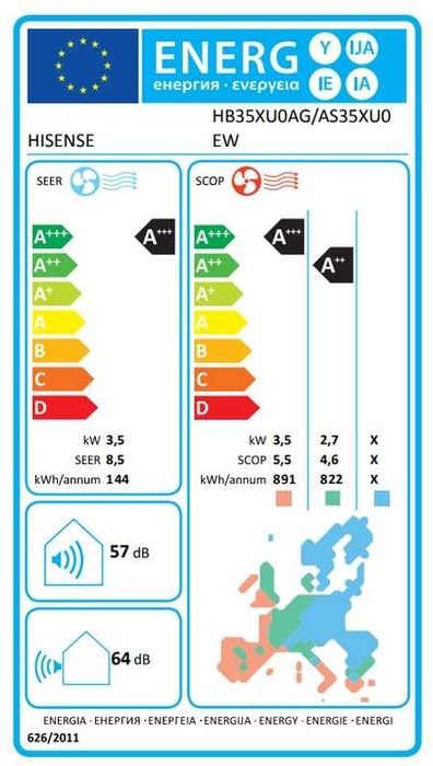 А+++Нов инверторен климатик HISENSE HB35XU0AG/AS35XU0EW 12000 BTU