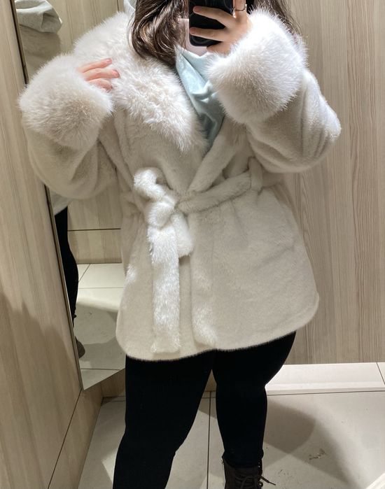 Эко шуба белая.