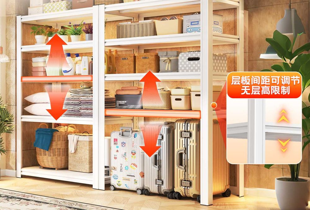 Стеллаж с прочными полками для банок и бытовых вещей