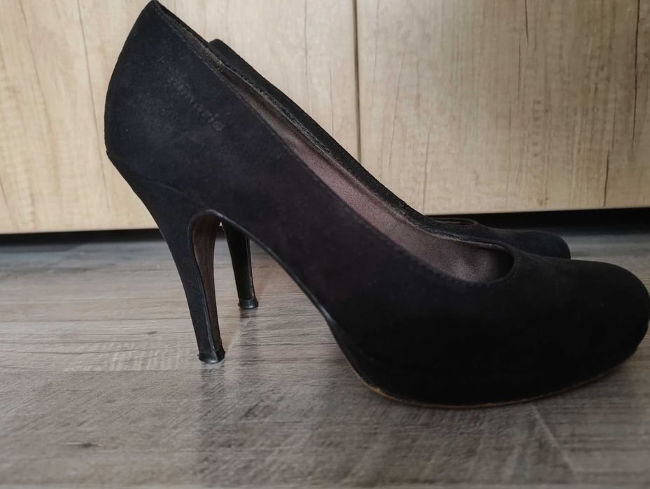 Pantofi negri Tamaris nr38 piele întoarsă