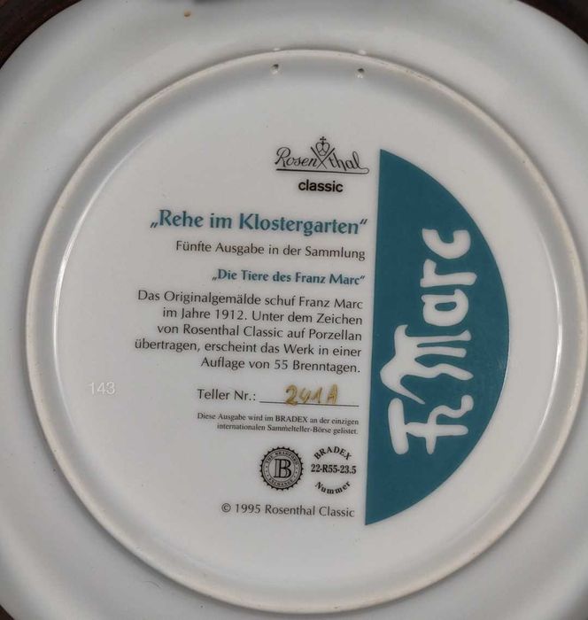 ЕЛЕН В... ROSENTHAL Порцеланова Чиния Картина Марк Брадекс