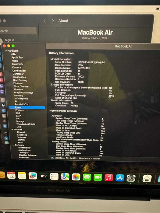 Laptop MacBook Air 2019 retina 13 inch i5  8GB Ram SSD Impecabil
