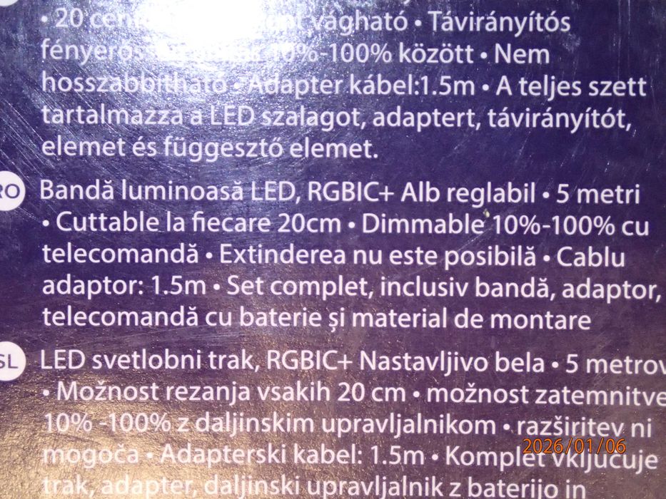Banda LED Philips RGBIC+ALB DIMABIL 5m,cu telecomanda-doua bucati- noi