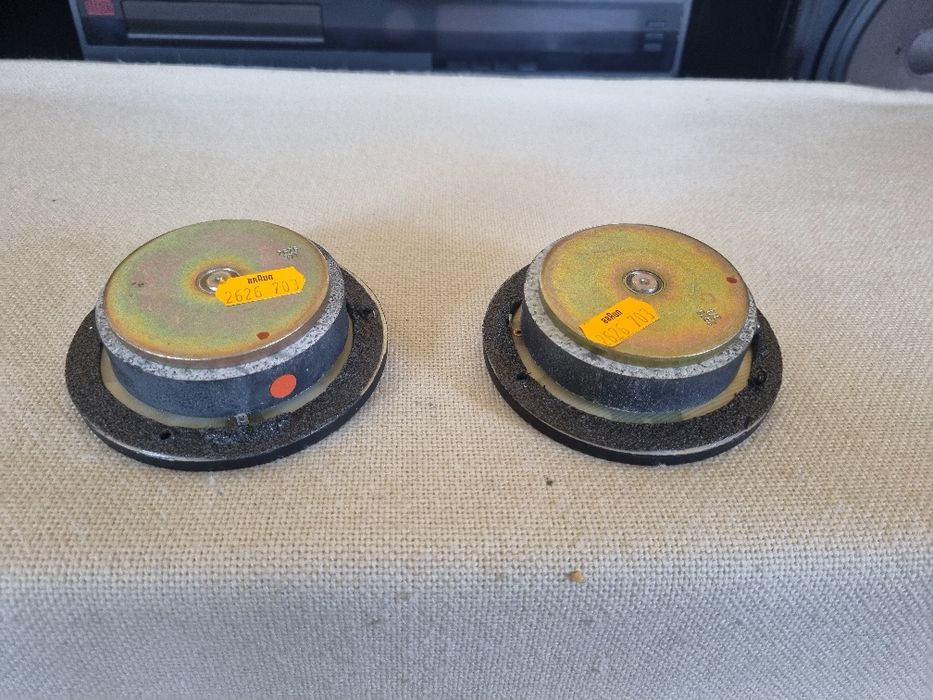 Set Difuzoare Medii/Tweetere Braun. 7 ohms, 40 watts, 9,7 cm. Impecabile