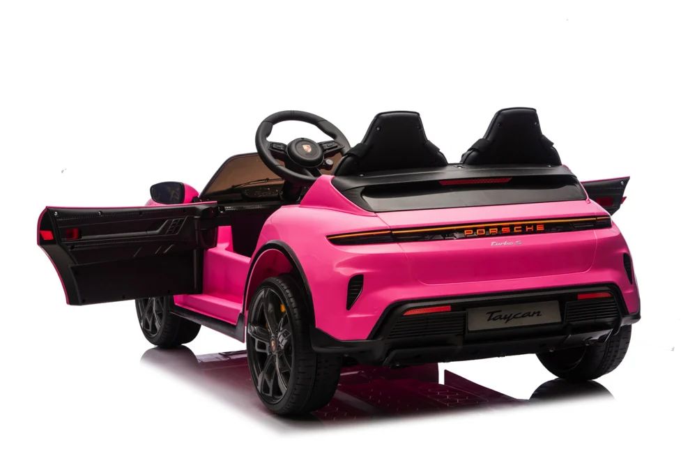 Porsche taycan turbo s 24v – детска акумулаторна кола, розова, 2 места