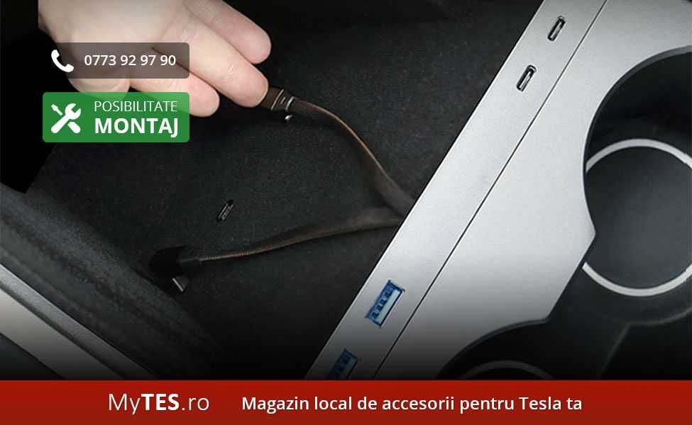 Panou extensie mufe USB (cu/fara lumini ambientale) - Tesla Model 3/Y