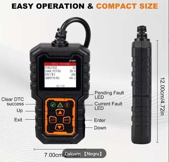 Scaner OBD2 detecteaza si sterge erori