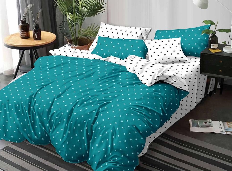 Lenjerie Pat Ramen Sf122, Bumbac, 4 Piese, Fara Elastic, Albastru