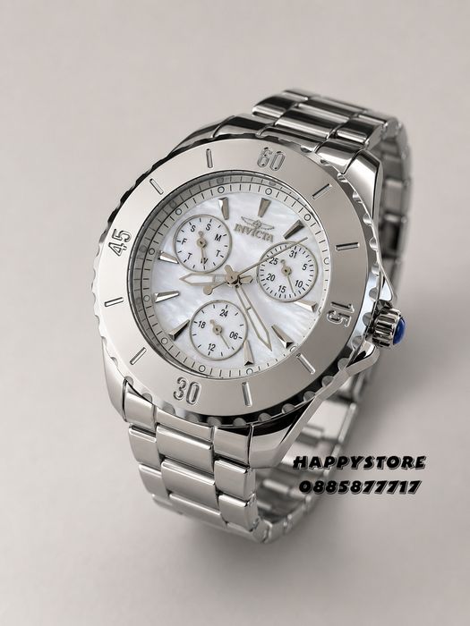 INVICTA Mother of pearl Silver white dial 38 mm, Инвикта нов дамски часовник