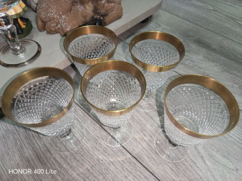 Pahare Cristal placate cu Aur de 24K Vintage