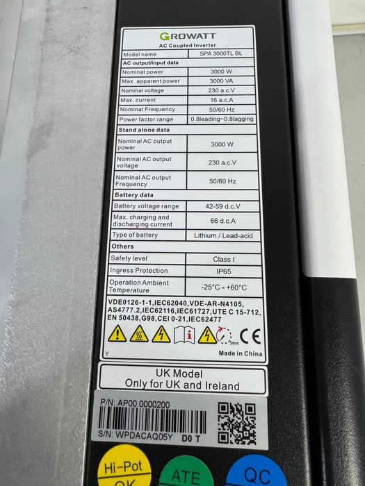 Инвертор соларен - Growatt SPA3000TL BL / AC Coupled