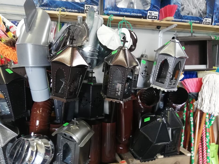 Felinar metalic pentru cimitir, vopsit electrostatic, negru, gri, maro