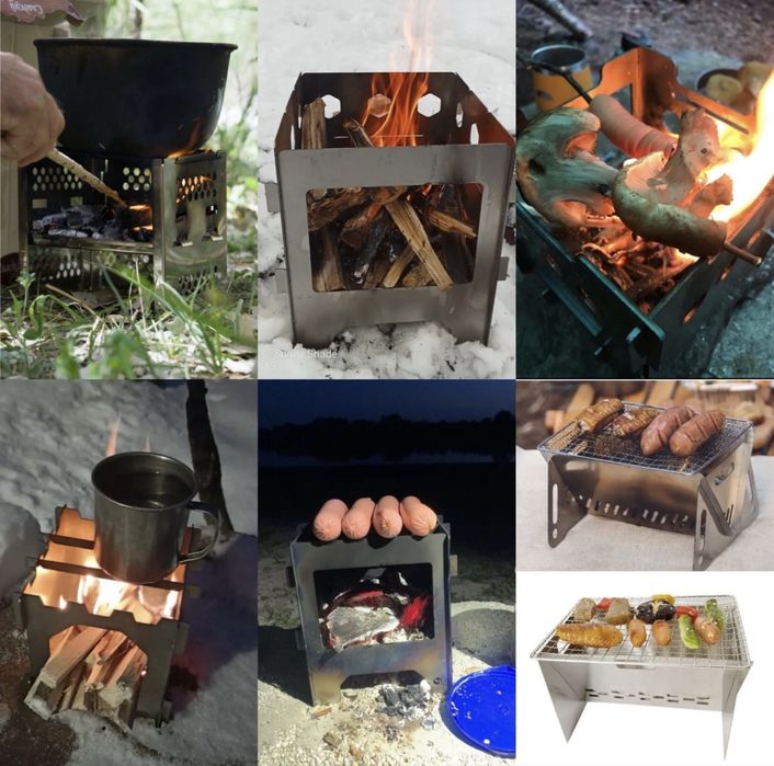 Складной печь и палки