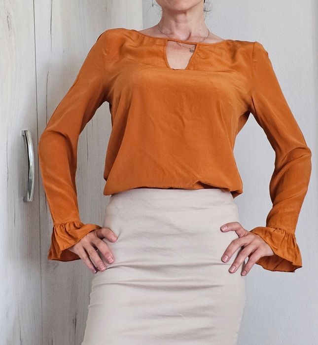 Cămașă Patrizia Pepe 100% mătase naturală M XS S premium designer Italia bluza dama, volanenoua
