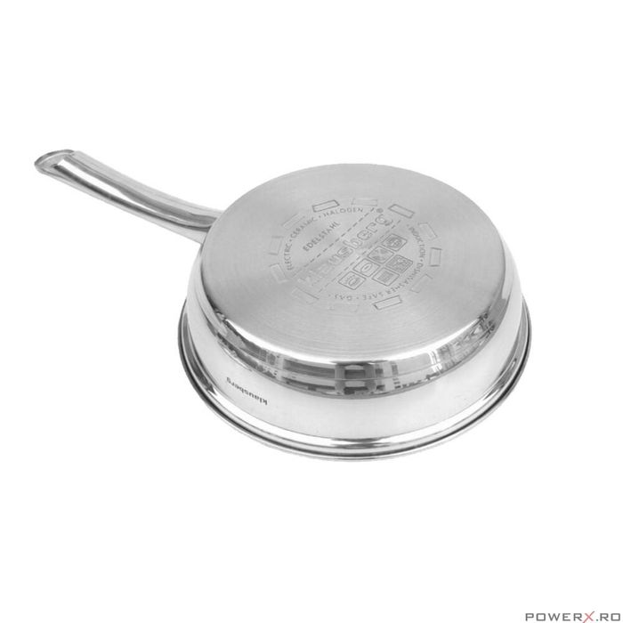 Tigaie inox, cu insertie pentru oua, compartimente pentru 4 oua, capac