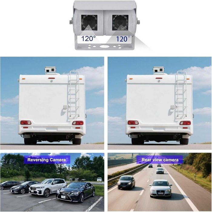 Камера за заден ход с двоен обектив, 7-инчов монитор за огледало