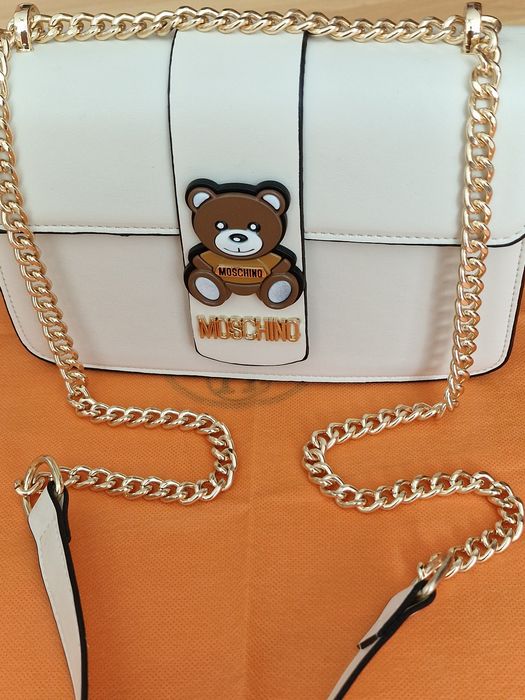 Geanta Moschino,editie limitată,logo metalic auriu, Italia