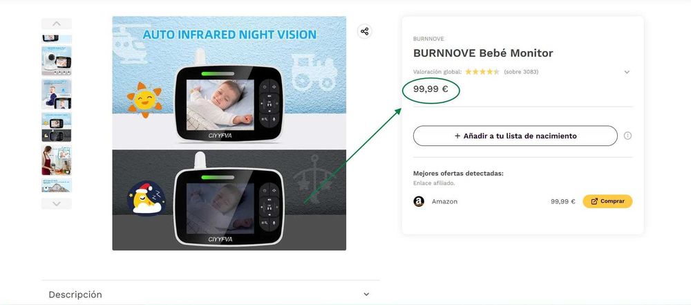 Monitor pentru bebeluși BURNNOVE 3.5 Inch 480P,(Super Ofertă).