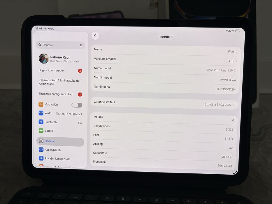 iPad Pro M4 11” 256gb + tastatura Combo Logitech 100% baterie !