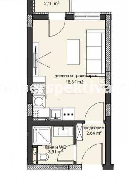 Продава се Едностаен апартамент в Пловдив, Христо Смирненски - 36 кв.м за 1723 €/кв.м - Снимка #1