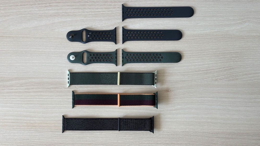 Curele Apple Watch 44 45 Dark Cherry Cypress Nike Cargo Kaki Black