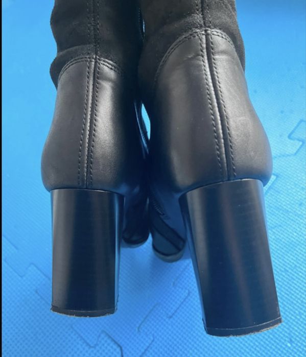 Cizme negre lungi sub genunchi din piele naturala