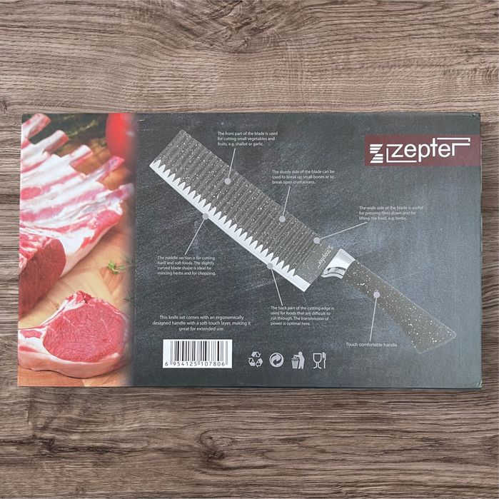 кухненски ножове комплект 4бр + Ножица и Белачка за зеленчуци ZEPTER