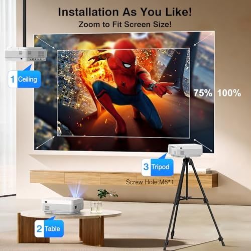 Промо!Висококачествен 4КПроектор  1080P Native, 5G WiFi Bluetooth,