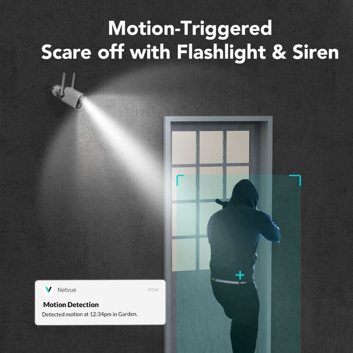 NETVUE Безжична външна WiFi CCTV охранителна батерийна камера/PIR