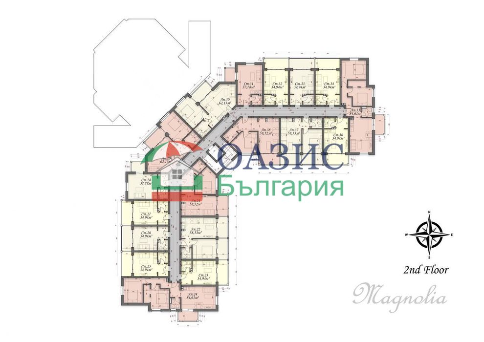 Студио с довършителни работи "до ключ" в нов комплекс "Магнолия 10", Слънчев бряг, 34,94 кв.м, #34108534