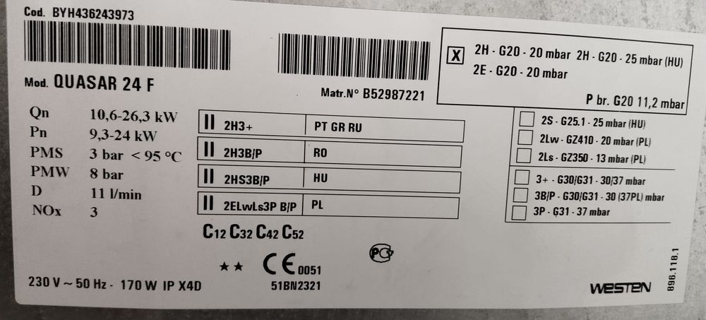 Céntrala rermica WESTEN QUASAR 24F