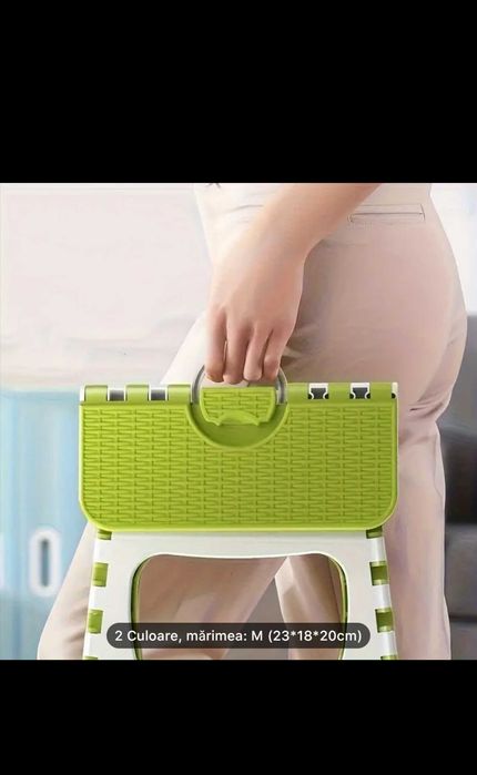 Scaun pliabil portabil- Plastic durabil, design pătrat rezistent