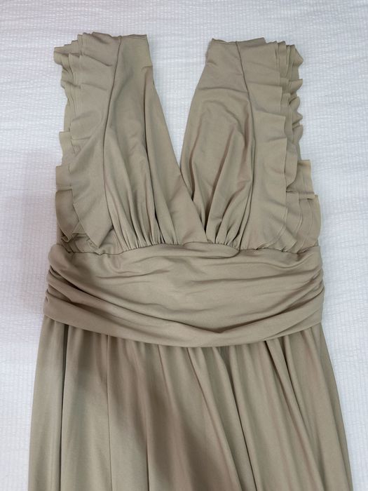 Женское элегантное длинное платье бежевого цвета, размер L