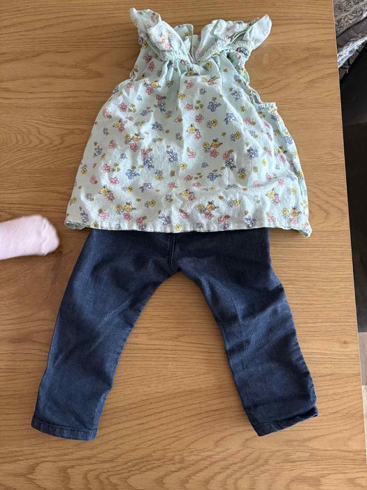 Benetton дънки и блуза 6-9 м