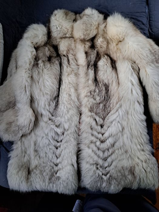 Кожено палто сребърна лисица
