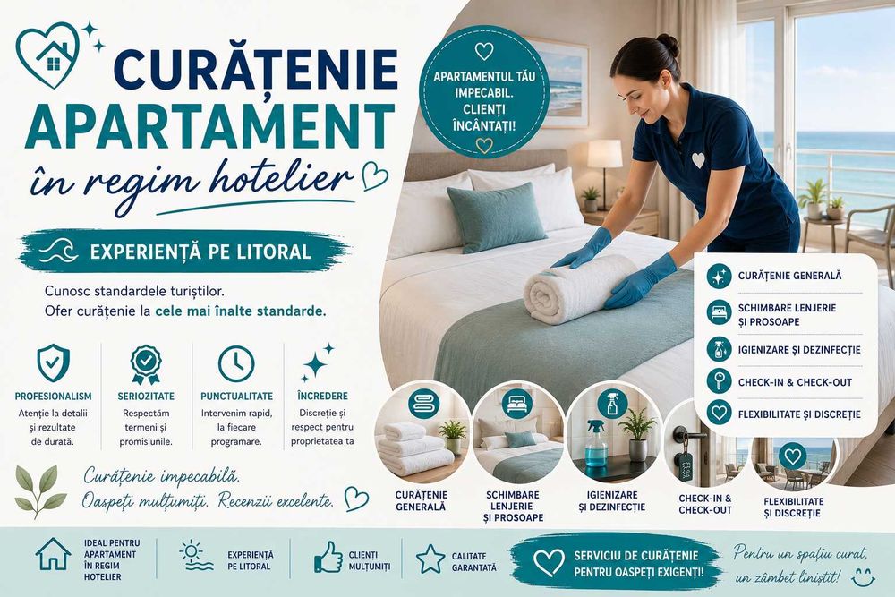 Curatenie apartamente regim hotelier Bucuresti